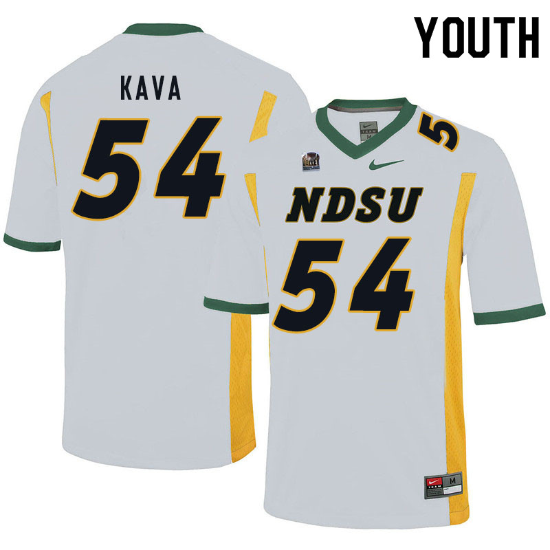 Youth #54 Jake Kava North Dakota State Bison College Football Jerseys Sale-White - Click Image to Close